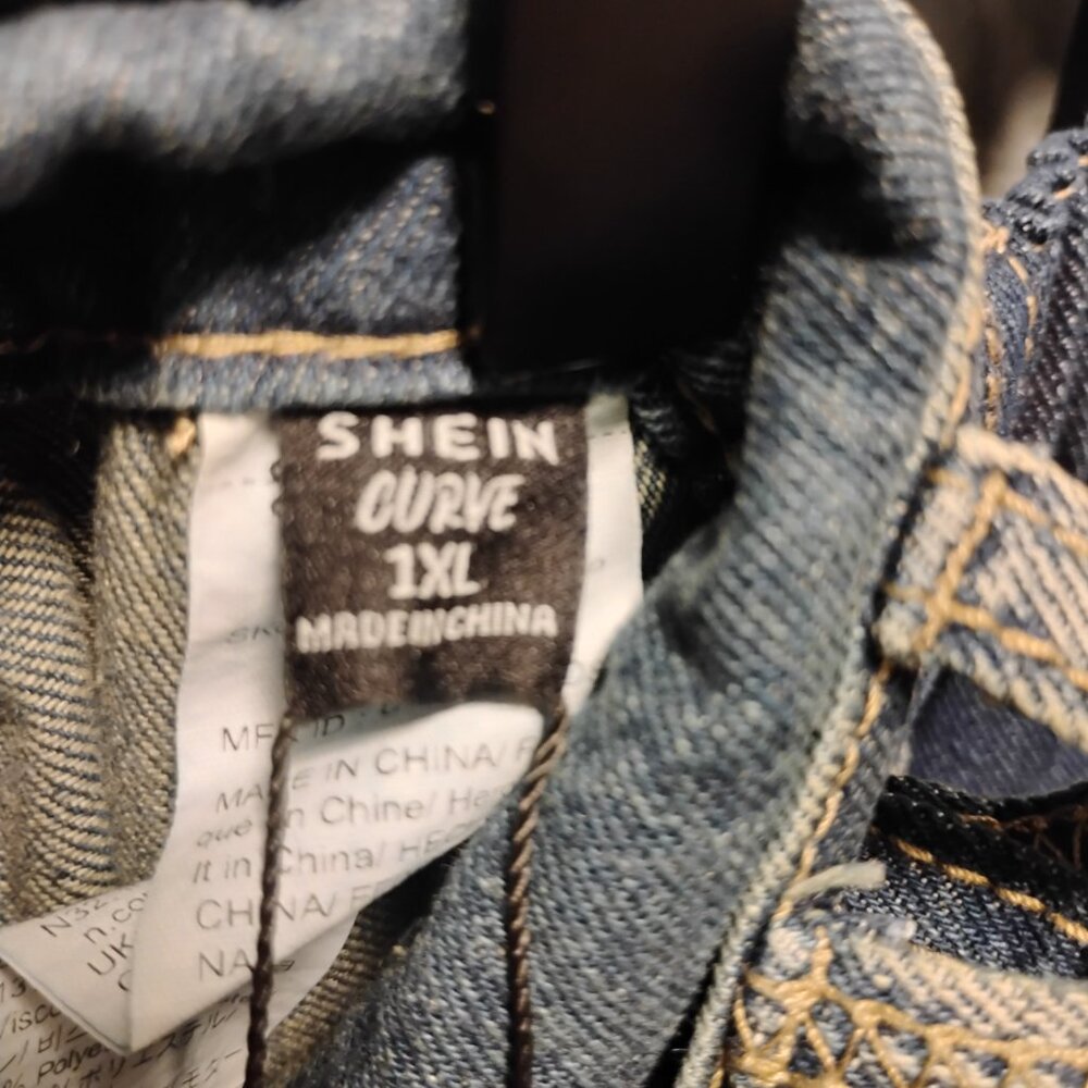 Shein Plus Size Casual Daily Distressed Wide Leg Jeans with Slant Pockets Sz. 1X - Picture 9 of 16